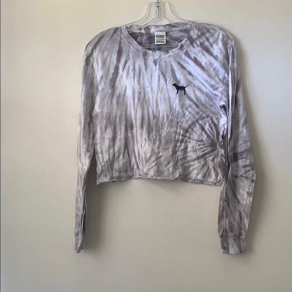 Pink long sleeve tie dye cropped tee